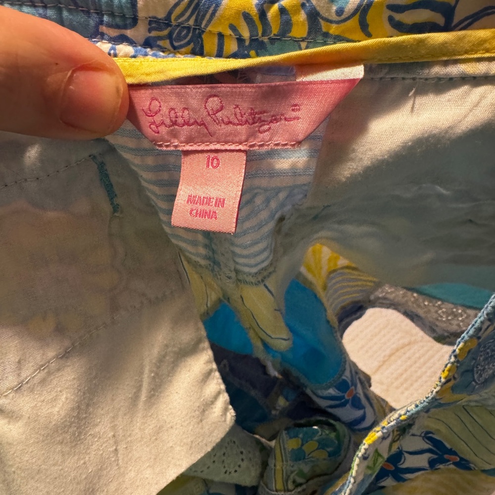 Lilly Pulitzer Patchwork Shorts - Blue, Yellow, Green - Picture 3 of 5